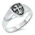 thumbnail image 1 of Oxidized Cross Shield Medieval Knight Ring .925 Sterling Silver Band Jewelry Female Male Size 9, 1 of 4
