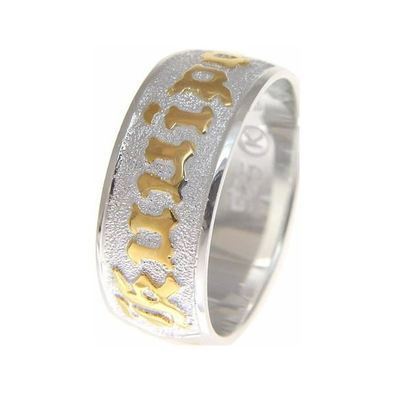 925 sterling silver Hawaiian plumeria flower scroll yellow gold plated kuuipo band ring smooth edge size 4.5