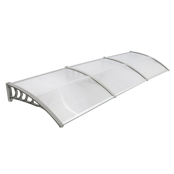HiiKaa Polycarbonate Window Door Awning Canopy Brown with Black Bracket 38in x 120in,Gray