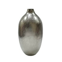 A&B Home Silver Streak Round Vase with Narrow Mouth - 19" - Silver Streak Finish
