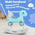 thumbnail image 4 of iYofe Rocking Horse for Toddlers Balance Bike Ride On Toys with Push Handle, Backrest and Balance Board for Baby Girl and Boy, Blue, 4 of 8