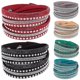 thumbnail image 2 of Women Faux Leather Shiny Hot Fix Rhinestone Inlaid DIY Multilayer Bracelet Gift 26-27s, 2 of 4