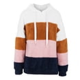 thumbnail image 4 of Fesfesfes Women Hooded Plush Color Contrast Blouse Tops Cotton Long Sleeve Sweatshir Tops Under $10, 4 of 4