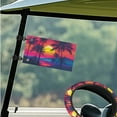 thumbnail image 3 of XYZCANDO Tropical Palm Tree Sunset 4 Piece Golf Cart Seat Covers Golf Cart Steering Wheel Covers Golf Cart Flags Hawaiian Golf Cart Decor Steering Wheel Cover Club Car Seat Covers Mini Flags Pink, 3 of 7