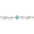 thumbnail image 2 of Gem Stone King 925 Silver and 10K Yellow Gold Blue Apatite and White Moissanite and Lab Grown Diamond Tennis Bracelet for Women By Keren Hanan (1.56 cttw, Adjustable up To 9 inch), 2 of 3