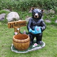 thumbnail image 3 of YIQMI Standing Black Bear Garden Statue with Welcome Sign and Watering Can, Outdoor Resin Wildlife Yard Decor with Flower Planter Pot for Patio, Lawn, Porch, 3 of 11