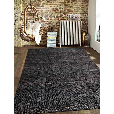 Rugsotic Carpets Hand Woven Jute 3 X5 Eco Friendly Area Rug Solid Charcoal J00027