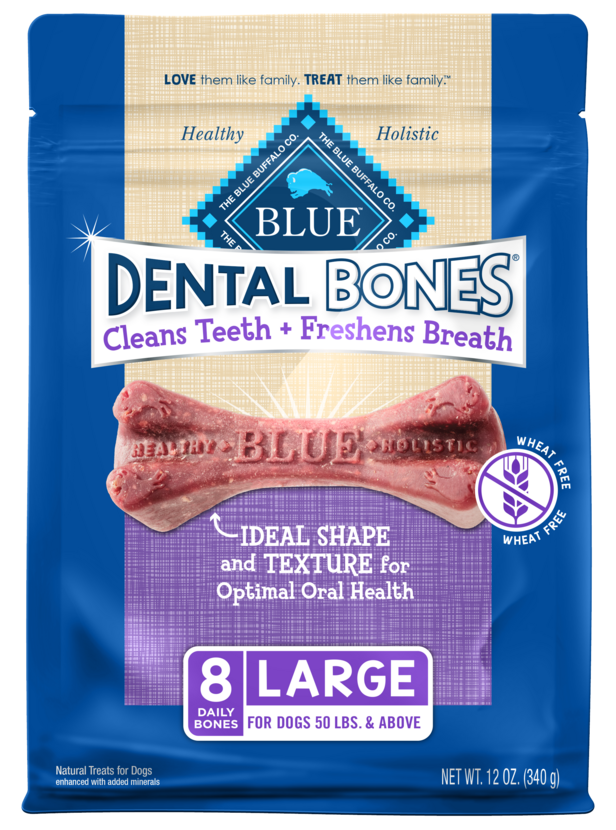 Blue Buffalo Dental Bones Large Natural Dental Chew Dog Treats, (50 lbs