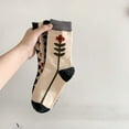 thumbnail image 3 of Zhengup 5 Pairs Floral Socks Y2K Vintage Fairycore Patterned Crew Cotton Socks Cottagecore Knit Dress Socks, 3 of 6