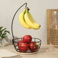 thumbnail image 6 of Gibson Home Fruit Basket Bowl with Banana Hanger – Black Metal Wire & Rubberwood Base – Countertop Produce Stand for Apples, Bananas, Oranges – Kitchen Storage Organizer, 6 of 9