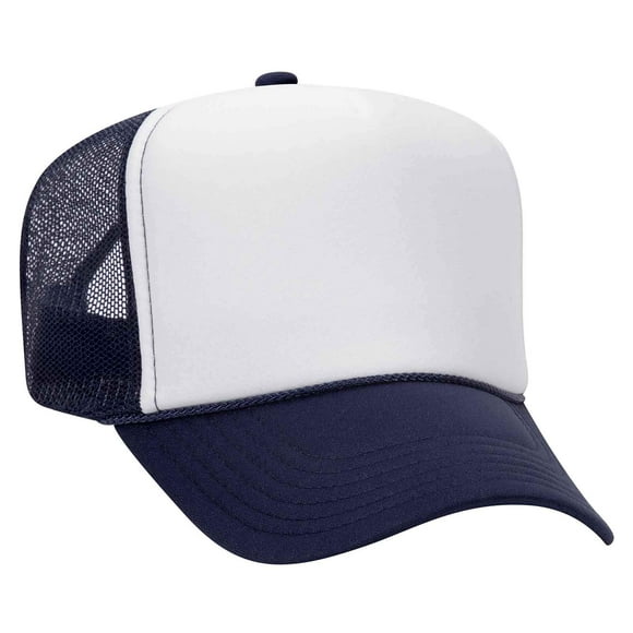 OTTO Cap 5 Panel High Crown Mesh Back Trucker Hat Polyester Foam Front