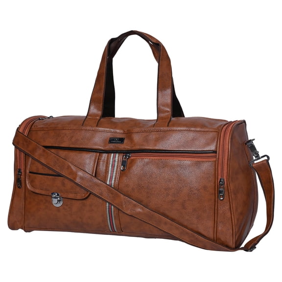 URBANZA 52L Premium Full-Grain Leather Duffle Bag for Men & Women | Handcrafted Weekender Travel Bag with Multiple Pockets & Compartments, Brown, Stylish