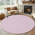 thumbnail image 2 of Purple Striped Large Area Rugs for Bedroom Living Room, Soft Non Slip Carpet Bedside Rug, Modern Simple Farmhouse Beige Vintage Round Floor Cover Kitchen Accent Rug 5' for Dining Room/Office, 2 of 9