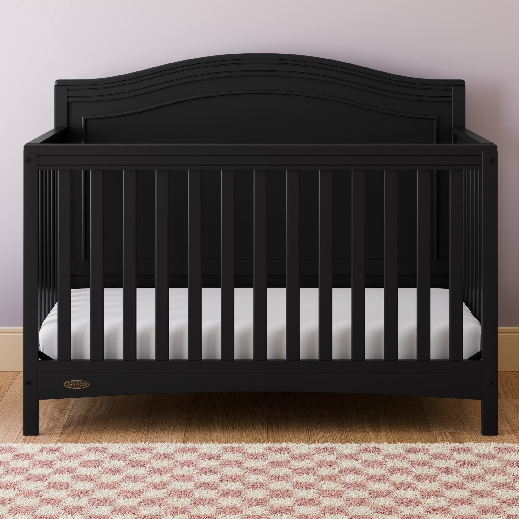 Graco Paris 4-in-1 Convertible Crib and Premium Crib & Toddler Mattress Bundle, Black