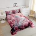 thumbnail image 4 of Manfei Halloween Ghost Comforter Sets Queen Size,Pink Rose Bedding Queen Comforter Set,Dreamy Princess Comforters & Duvets,Super Cozy Girls Bedroom Decor,Reversible,3 Pieces, 4 of 8