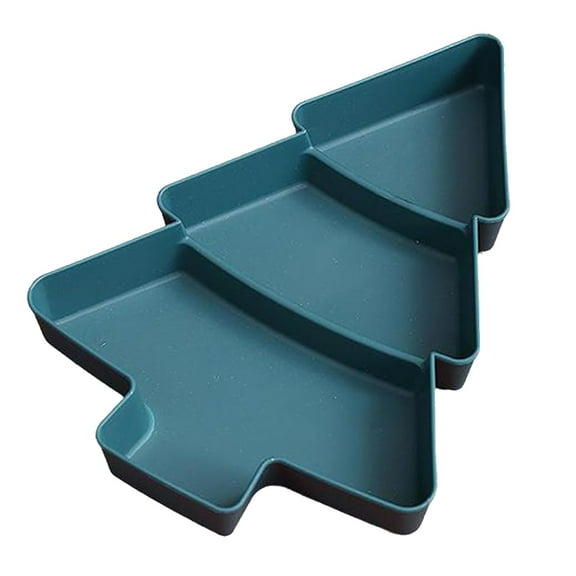 MOPOOR Christmas Tree Shaped Appetizer Plates- 3 Grid Serving Tray with Bamboo Tray- Unique Removable Serving Platter Party Trays for Serving Food Christmas Party Supplies Decorations