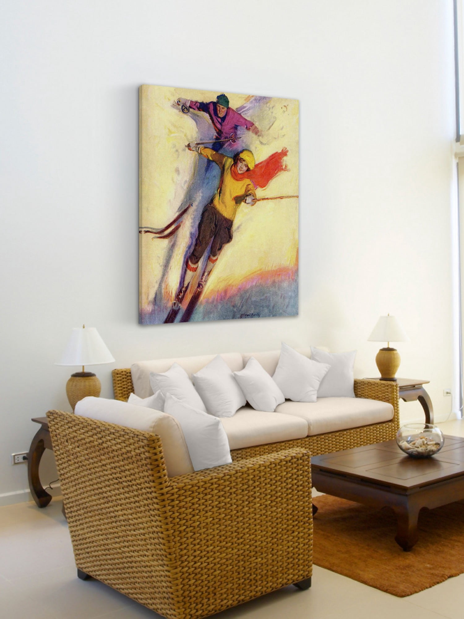 Marmont Hill Downhill Skiing by McClelland Barclay Painting Print on Wrapped Canvas