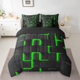 thumbnail image 2 of Erosebridal Neon Geometry Bedding Sets Twin Size,Stereoscopic Gradient Plaid Comforter Sets with Sheets,Kids Room Decorative,Reversible,7pcs, 2 of 5