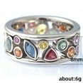thumbnail image 3 of Vintage 925 Sterling Silver Multicolored Crystal Ring AAA Cubic Zirconia Boho Statement Band Ring for Women, Geometrical Gemstone Eternity Ring Cocktail Party Ring, 3 of 3