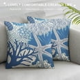 thumbnail image 3 of JEUXUS  Nautical Coastal Pillow Covers in Beach Ocean Themed Decorative Lumbar Bed Pillow Cases Starfish Seashell Throw Pillows Home Decor for Living Room Bedroom Bed Cushion Outdoor, 3 of 5