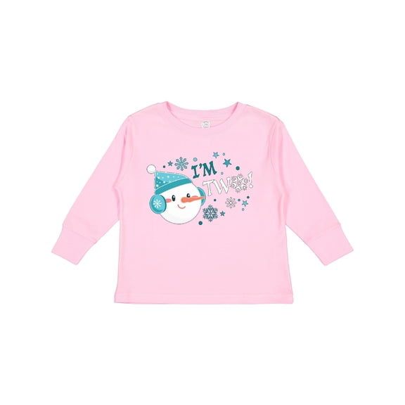 Inktastic I'm Two Winter Second Birthday with Snowman Boys or Girls Long Sleeve Toddler T-Shirt