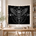 thumbnail image 4 of Owl With Spread Wings Among Moon Phases and Sacred Geometry, Mystical Gothic for Bird Lovers, Nocturnal Wall Art, Halloween Gift, Tapestry Wall Hanging for Bedroom and Study Room, 4 of 6