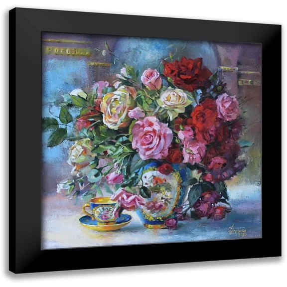 Rogozina, Svetlana 12x12 Black Modern Framed Museum Art Print Titled - Pink Roses