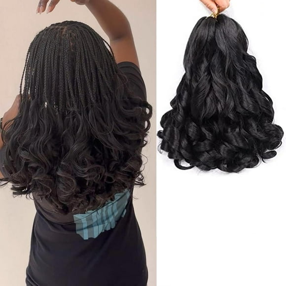 shiyou-8 Packs French Curl Braiding Hair 10 Inch Short French Curly Braiding Hair Natural Black French Boho Curls Loose Wavy Crochet Braids Hair Extensions for Women (10 Inch, 1B#)