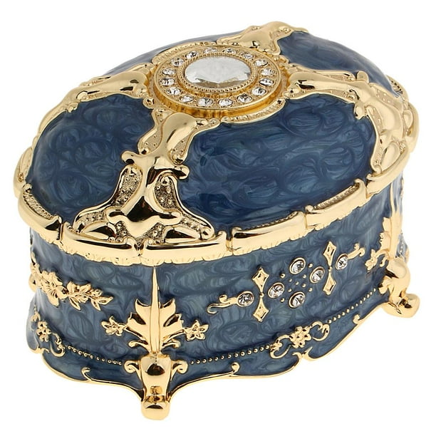 Joyero retro Joyero esmaltado Joyero Porta joyas Joyero Azul