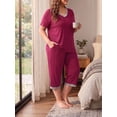 thumbnail image 3 of Cueply Women Plus Size Pajamas Set Short Sleeve Pjs Sleepwear Loungewear Nightwear with Pockets, 3 of 8