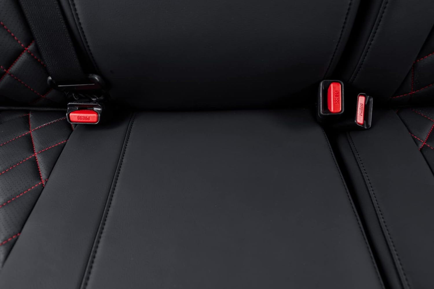 coverdream 2nd Gen Tacoma Seat Covers Custom Fit for 2012-2015 Toyota Tacoma Double Cab/Crew Cab Base (Regular Seats) - Breathable Leather (Full Set, Black/Red)