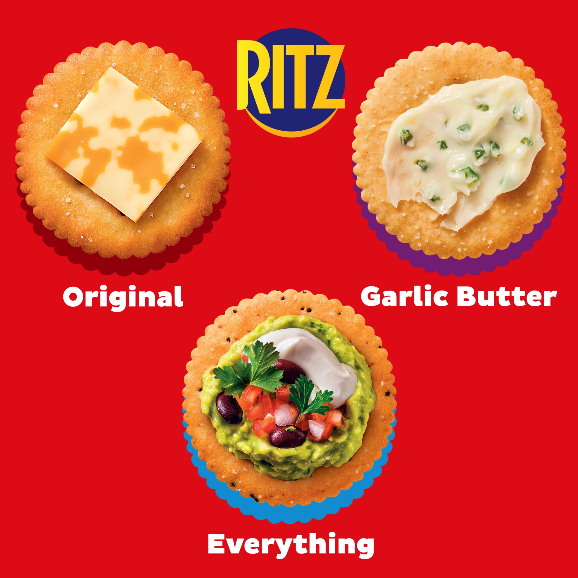 (3 pack) RITZ Crackers Variety Pack with Original, Everything, and Garlic Butter Crackers, 10.3 oz