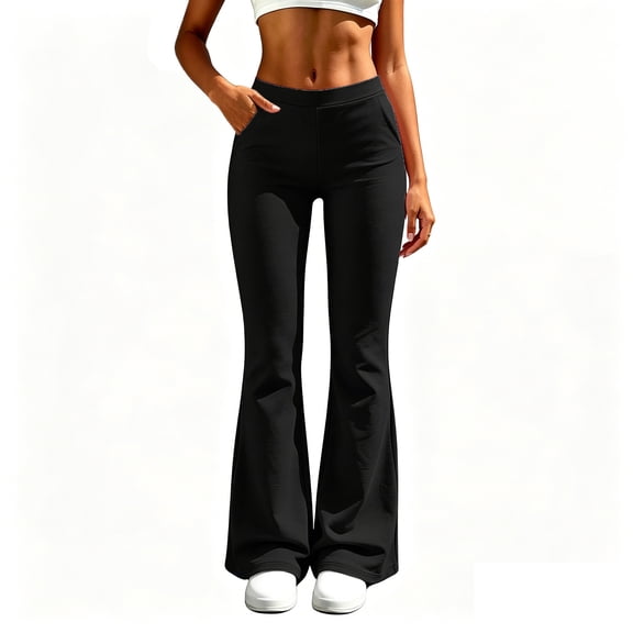 SOOMLON Yoga Pants for Women Flare Legs Plus Size High Waist Elastic Trousers Casual Pants with Pockets Workout Clothes