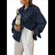 thumbnail image 2 of Camisa de Botones para Mujer 100% Algodón Azul Marino M, 2 of 7