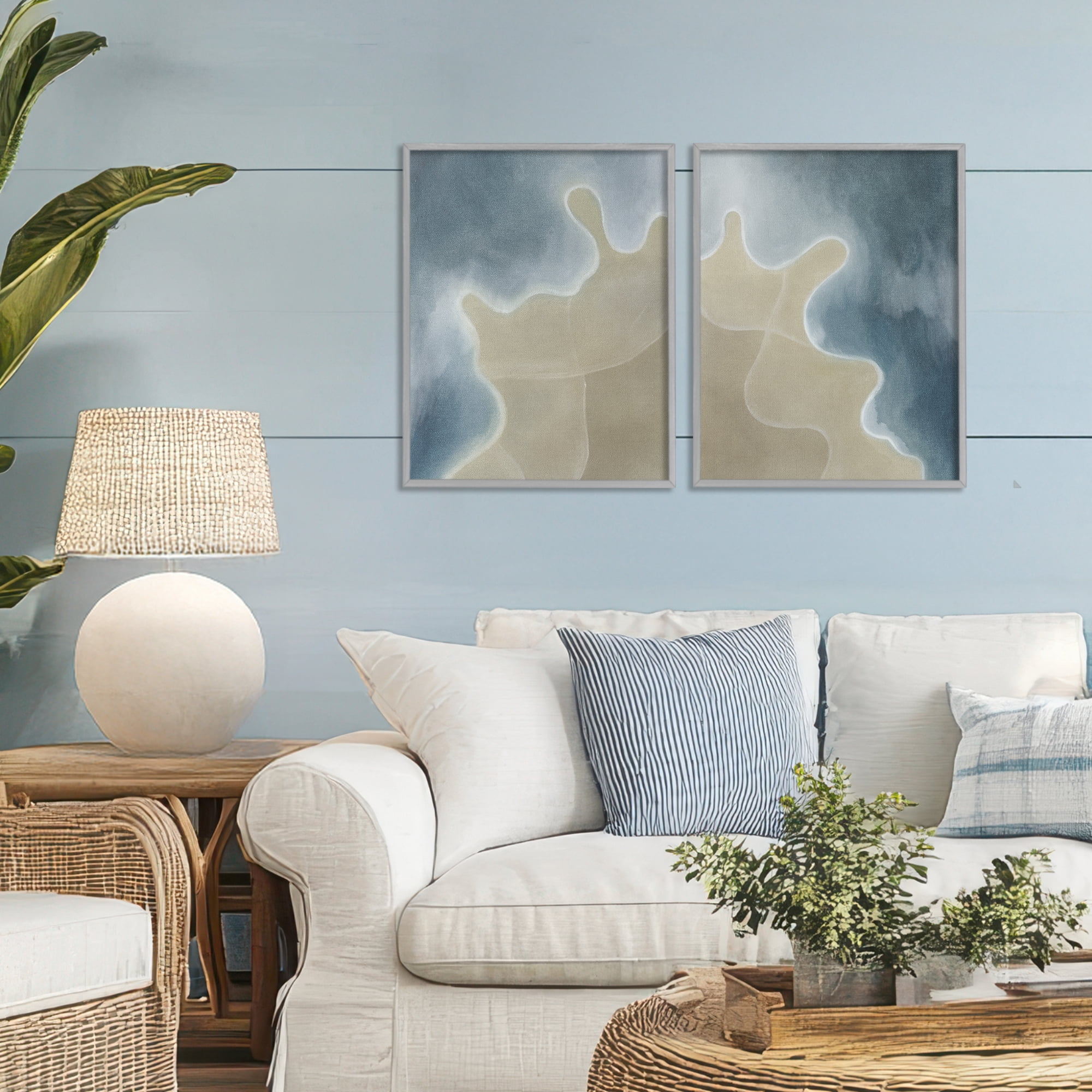 Stupell Industries Aerial Turning The Tides 2 Piece Gray Framed Giclee Art Set, design by Grace Popp