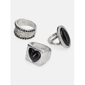 No Boundaries Women's Gold Heart Ring Set, 3-Pack