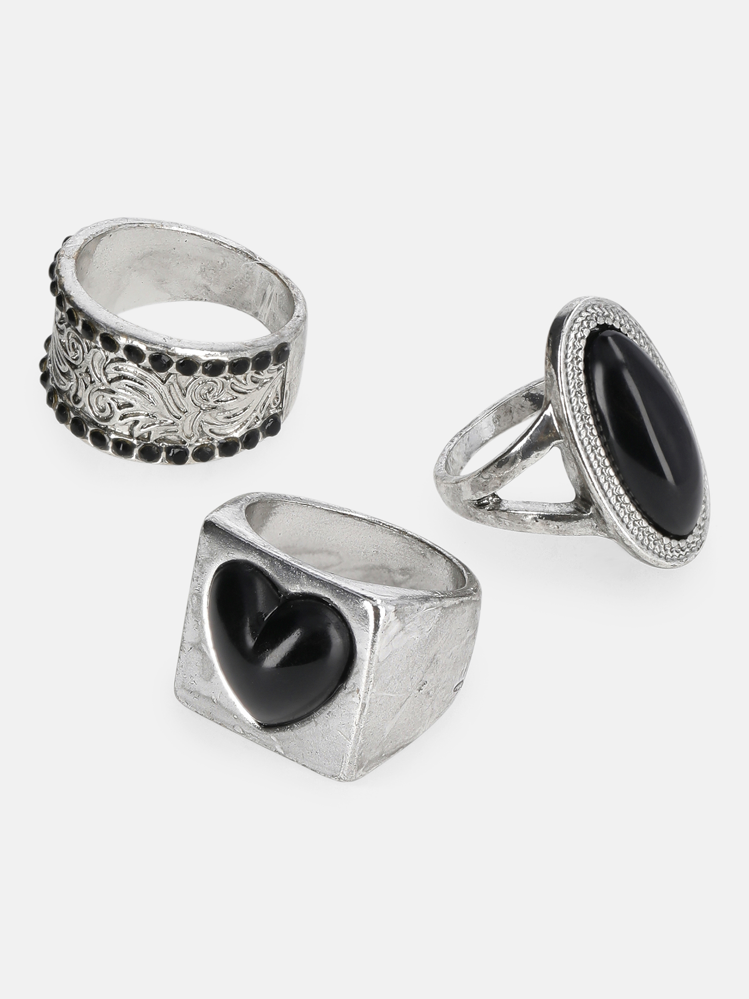 No Boundaries Women's Gold Heart Ring Set, 3-Pack