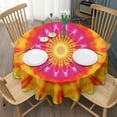 thumbnail image 3 of Colorful Tie Dye Mandala Pattern Round Tablecloth 60"x60",Wrinkle Wipeable Table Cloth for Kitchen Dining Room Picnic Patio Party, 3 of 6