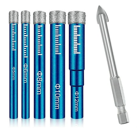 

6pcs Tile Drill Glass Diamond Drill Tile Drill Set with Dia. 6mm Carbide Drill