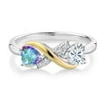 thumbnail image 2 of Gem Stone King 925 Silver and 10K Yellow Gold Ring Mystic Topaz Moissanite (1.02 Cttw), 2 of 5