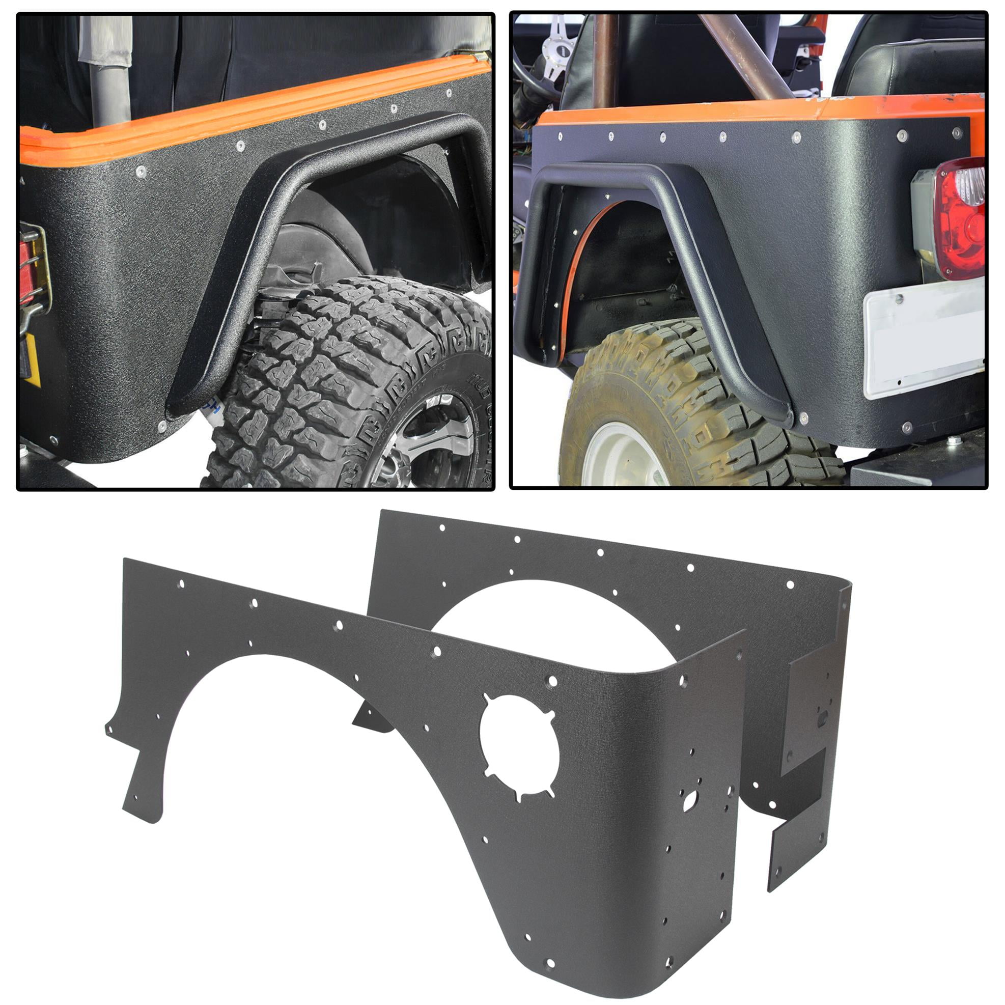 51-0043 Pair Off Road Rear Corner Rocker Guards Thick Heavy Duty Body Armor  Restyling For 1997-2006 Jeep Wrangler TJ Textured 