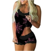 Underwear For Women For Women Women Halloween Fashion Print Pajamas Sleeveless Lace Cami Shorts