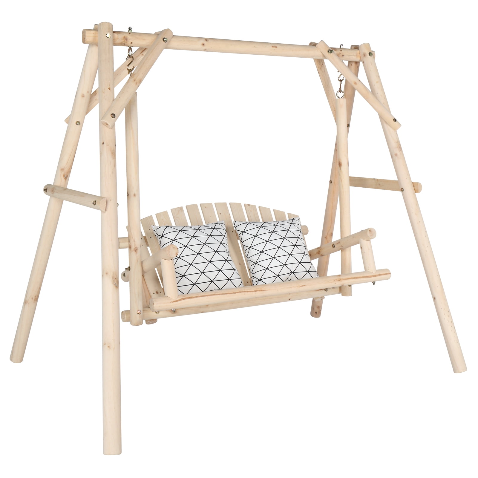 Patio Garden Outdoor Porch Swing with Stand, Porch Swing Set Wood Bench