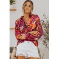 thumbnail image 4 of ABPHQTO Blusa de mujer con cuello en V y manga farol con estampado de grafiti morado, 4 of 5