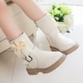 thumbnail image 6 of FAOWME Child Thick Heeled Thick Soled Girls Mid-Length Boots Shoes Fashionable Pearl Bow Children Short Boots White 9-9.5 Years, 6 of 8