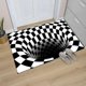 thumbnail image 1 of Optical Illusion Rug 3d Stereo Checkered Vortex Optical Illusions Rug Funny Sensation Of Falling Black White Non-slip Plaid Hole Area Rug For Dining, 1 of 4