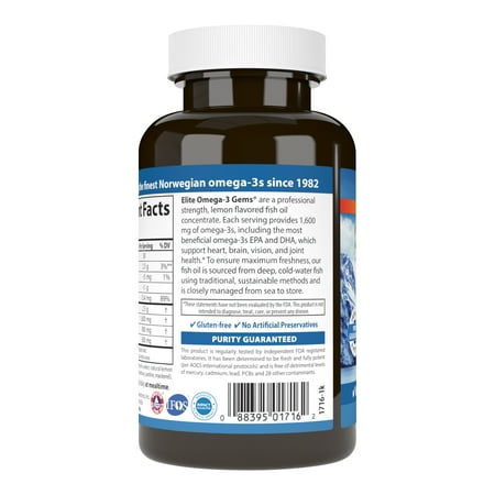 Carlson Elite Omega-3 Gems Natural Lemon 800mg - 60 Softgels