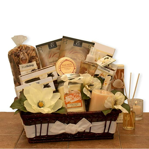 Elegant Vanilla Candle Gift Basket Women's Birthday