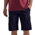 thumbnail image 7 of GrmtClth Men's Cargo Shorts Dual Stack Flap Side Pocket Button Fly Loose Casual Washed Cotton Lightweight Outdoor Walking Daily Summer Workout Apparel Navy 3XL, 7 of 7