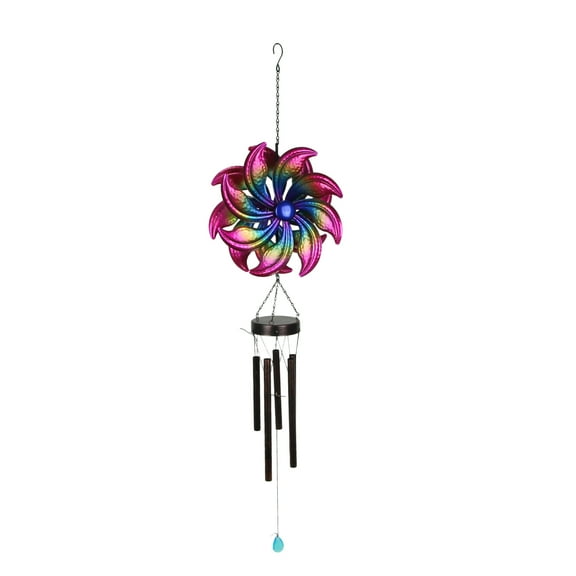 Things2Die4 Metal Purple Rainbow Wind Spinner Hanging Chimes Outdoor 47 inch